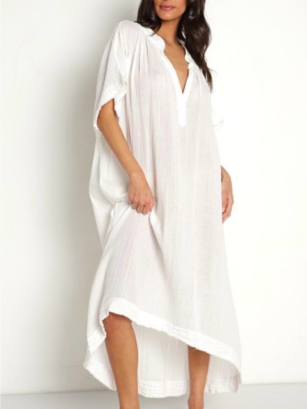 9seed Tunisia Caftan White 100%Cotton One Size
